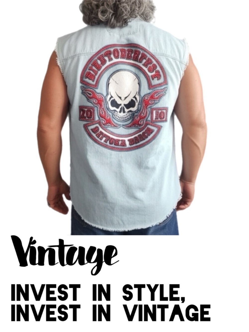 BIKERSEDGE 2010 OCTOBERFEST BIKEWEEK SLEEVELESS BUTTON-DOWN in XXL Vintage - Picture 5 of 17